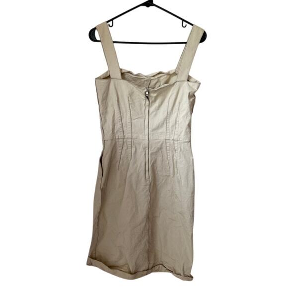 Dolce and Gabbana Cotton Stitched Beige Khaki Dress - Picture 2 of 4